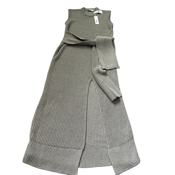 Jonathan Simkahi Jeane Waist Sash Boucle Modi Sweater Dress in Sage Size Medium - Picture 10 of 12